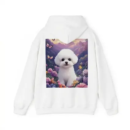 Bichon Frise Puppy Flowers Butterflies Purple Mountains