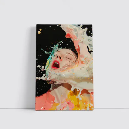 Woman Surreal Liquid Splash Colorful Art