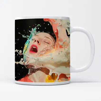 Woman Surreal Liquid Splash Colorful Art