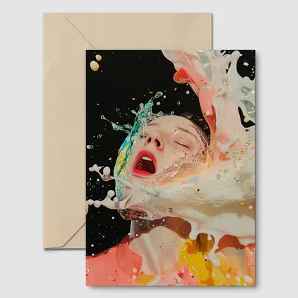 Woman Surreal Liquid Splash Colorful Art