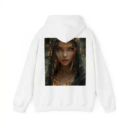 Fantasy Woman Golden Glowing Eyes Dark Veil
