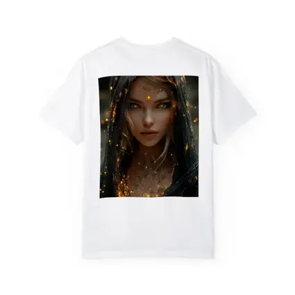 Fantasy Woman Golden Glowing Eyes Dark Veil