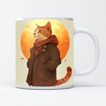 Tabby Cat Autumn Jacket Anime Art