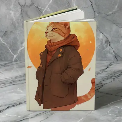 Tabby Cat Autumn Jacket Anime Art