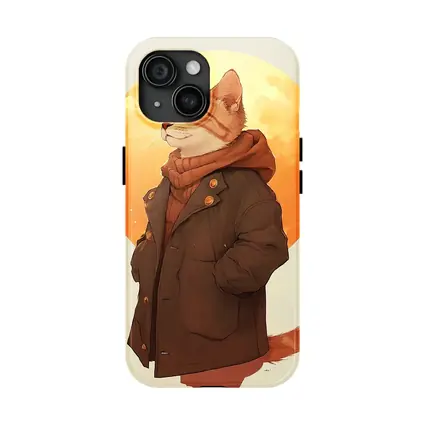 Tabby Cat Autumn Jacket Anime Art