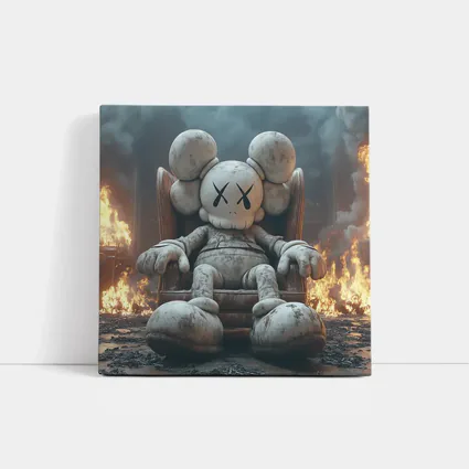 KAWS Figure Throne Surrounded By Fire