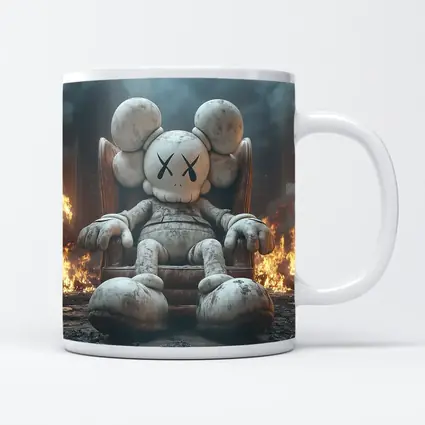 KAWS Figure Throne Surrounded By Fire