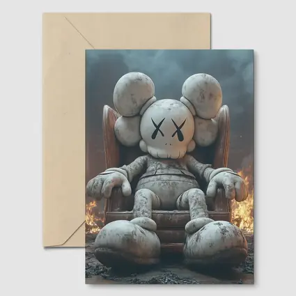 KAWS Figure Throne Surrounded By Fire