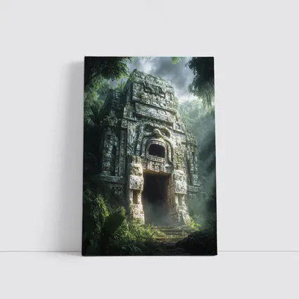 Ancient Mayan Temple Entrance Dense Jungle