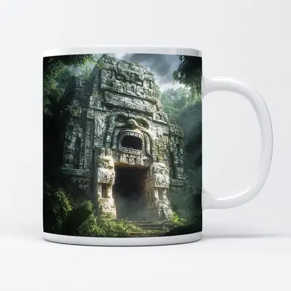 Ancient Mayan Temple Entrance Dense Jungle