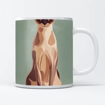 Tonkinese Cat Illustration Sage Green Background