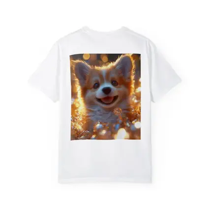 Happy Corgi Puppy Golden Bokeh Lights