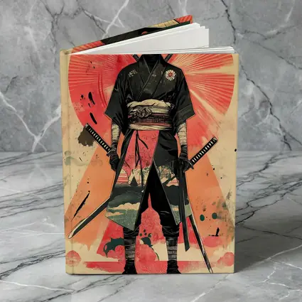 Masked Samurai Warrior Dual Swords Red Background