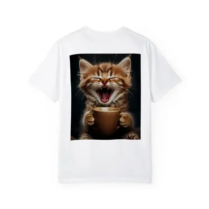 Funny Kitten Holding Coffee Cup Dark Background