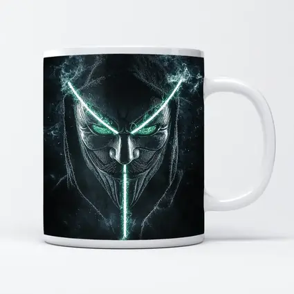 Neon Green Glowing Mask Dark Hood