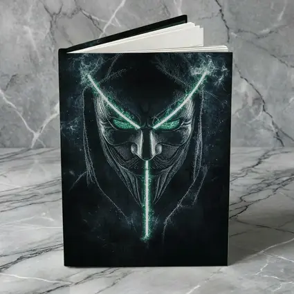 Neon Green Glowing Mask Dark Hood