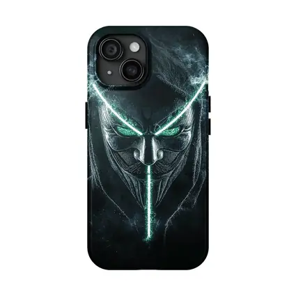 Neon Green Glowing Mask Dark Hood