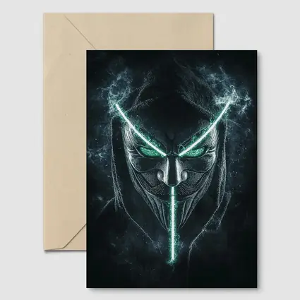 Neon Green Glowing Mask Dark Hood