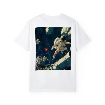 Astronauts Floating In Deep Space Retro Art