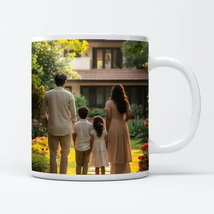 Family Standing Together Before Garden House