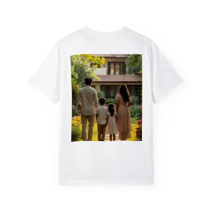 Family Standing Together Before Garden House