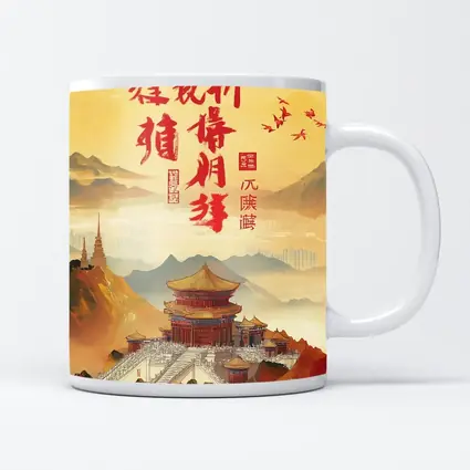 Chinese Temple Mountain Landscape Traditional Art