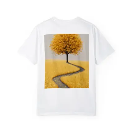 Golden Tree Winding Path Yellow Field