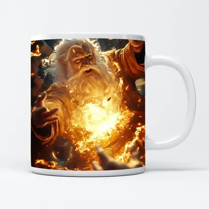 Ancient Wizard Casting Golden Fire Magic