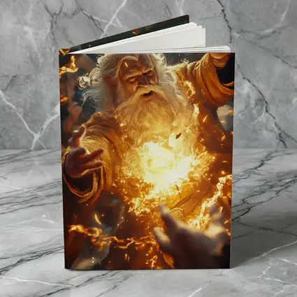 Ancient Wizard Casting Golden Fire Magic