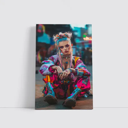 Cyberpunk Street Fashion Girl Urban Scene
