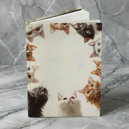 Fluffy Kittens Circle Oil Painting Art