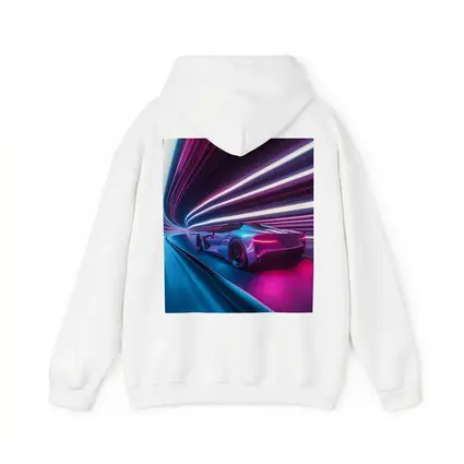 Supercar Speeding Through Neon Light Tunnel