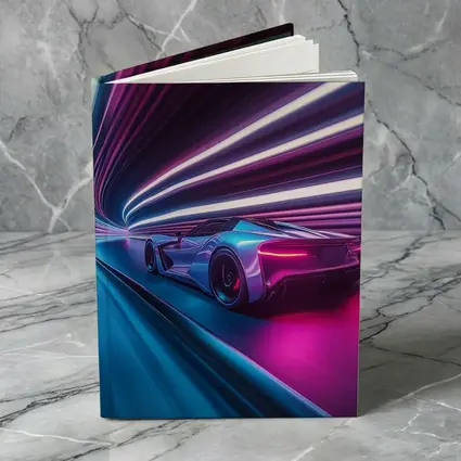 Supercar Speeding Through Neon Light Tunnel