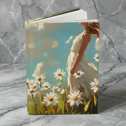 Woman in Daisy Field Oil Painting Art