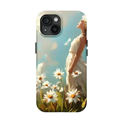 Woman in Daisy Field Oil Painting Art
