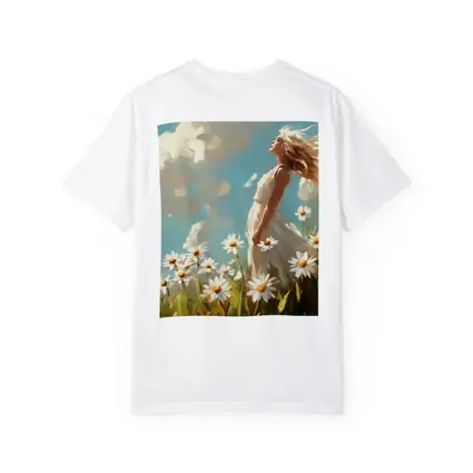 Woman in Daisy Field Oil Painting Art