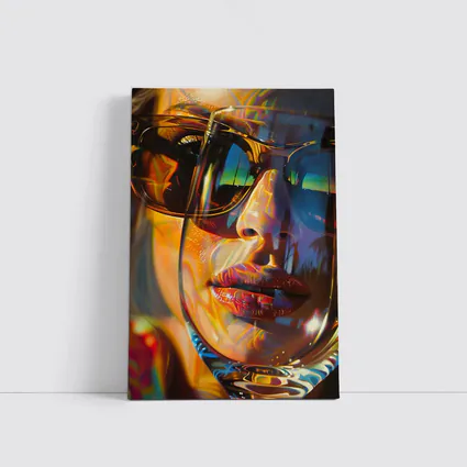 Colorful Woman Face Psychedelic Sunglasses Portrait