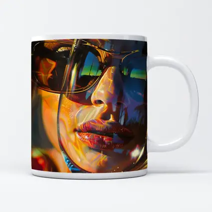 Colorful Woman Face Psychedelic Sunglasses Portrait