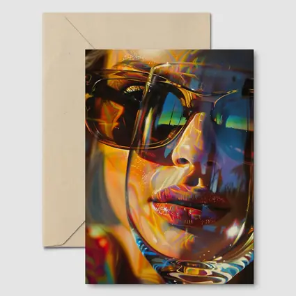 Colorful Woman Face Psychedelic Sunglasses Portrait