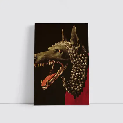 Dark Wolf Head Gold Jewels Dark Background