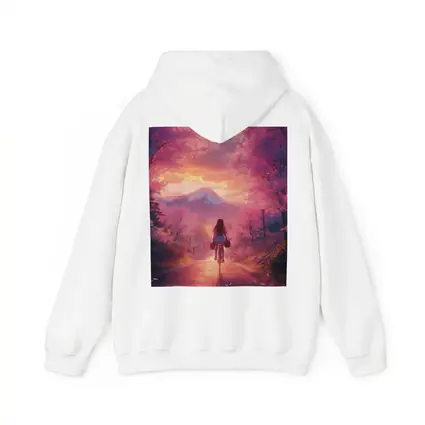 Anime Girl Cycling Cherry Blossom Mountain Path