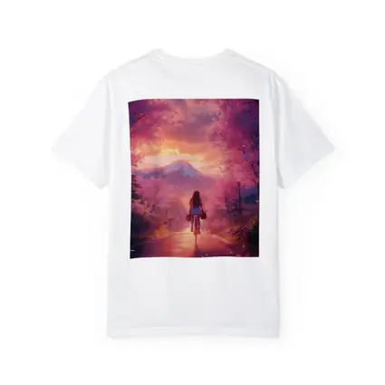 Anime Girl Cycling Cherry Blossom Mountain Path