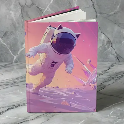 Cartoon Astronaut Cat Running On Alien Planet