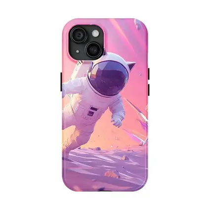 Cartoon Astronaut Cat Running On Alien Planet