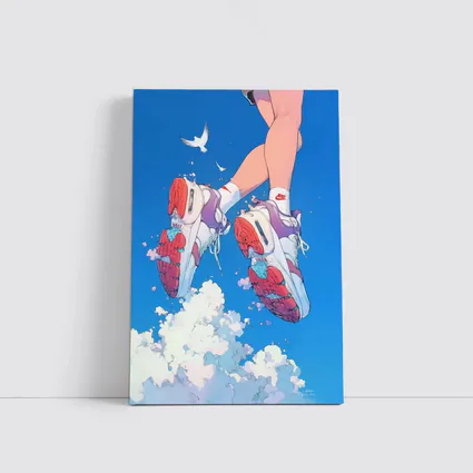 Nike Sneakers Floating Above Blue Sky