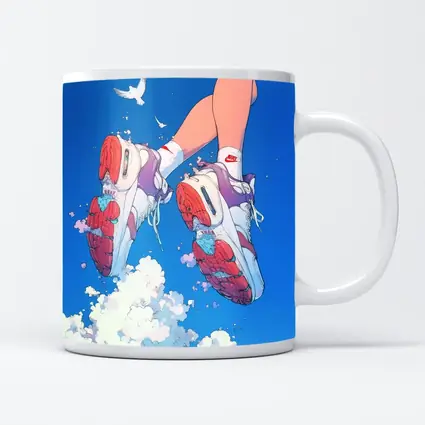 Nike Sneakers Floating Above Blue Sky