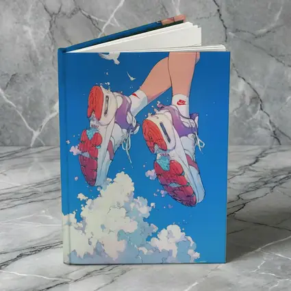 Nike Sneakers Floating Above Blue Sky