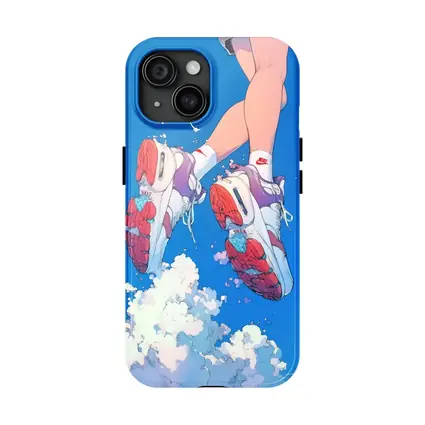 Nike Sneakers Floating Above Blue Sky