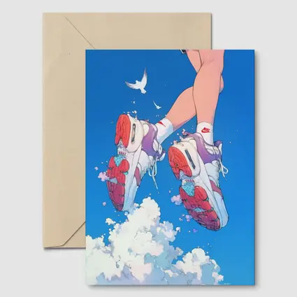 Nike Sneakers Floating Above Blue Sky