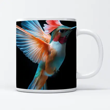 Colorful Hummingbird Flying on Black Background